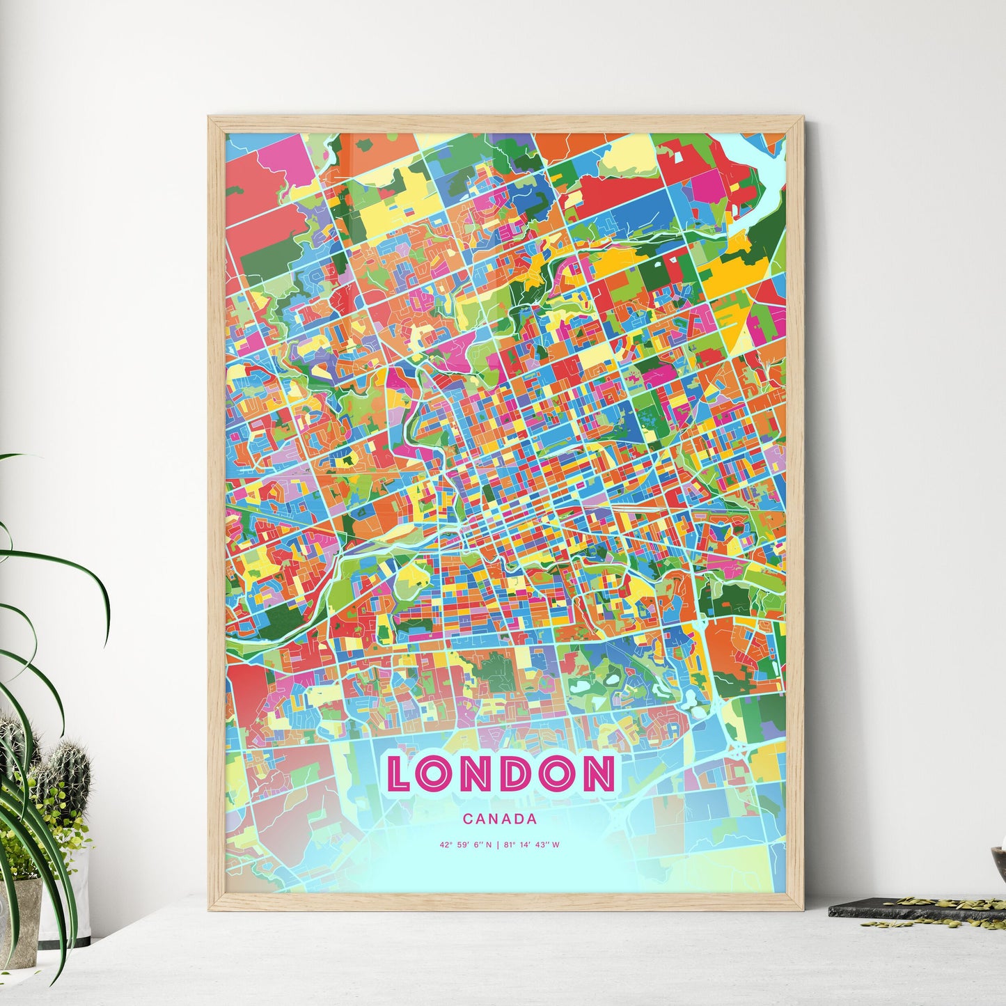 Colorful London Canada Fine Art Map Crazy Colors