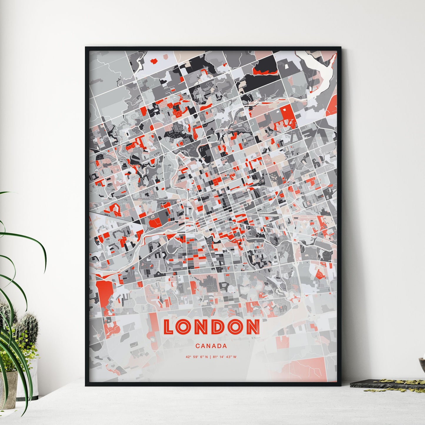 Colorful London Canada Fine Art Map Modern Expressive