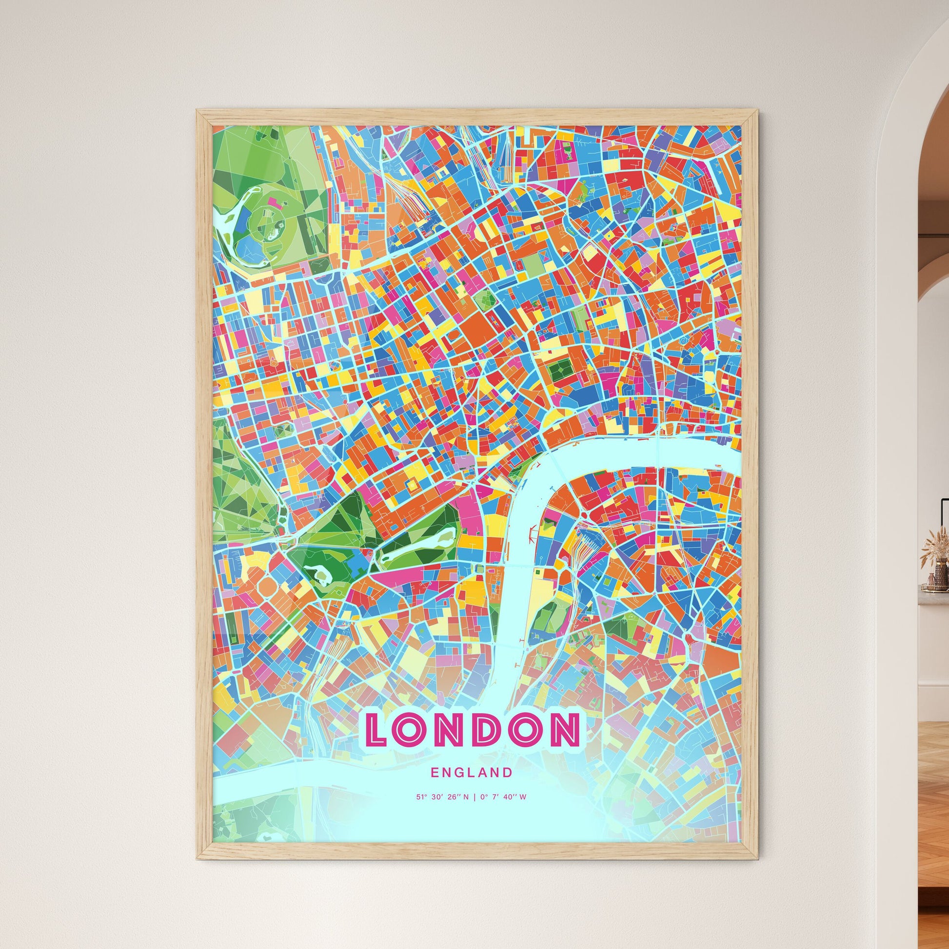 Colorful London England Fine Art Map Crazy Colors