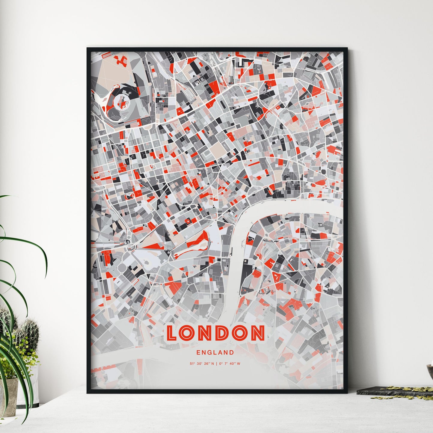Colorful London England Fine Art Map Modern Expressive