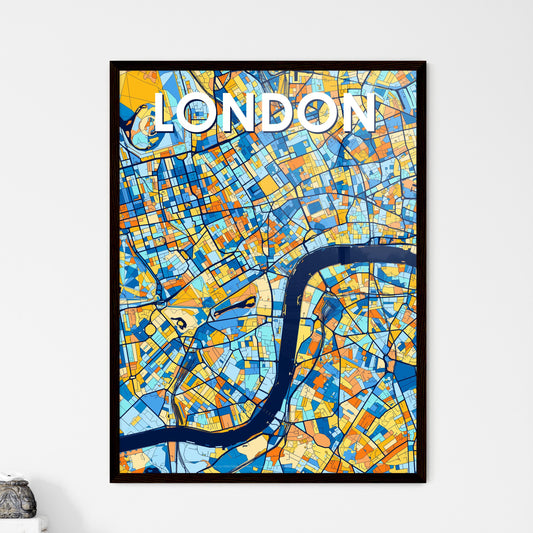 LONDON ENGLAND Vibrant Colorful Art Map Poster Blue Orange