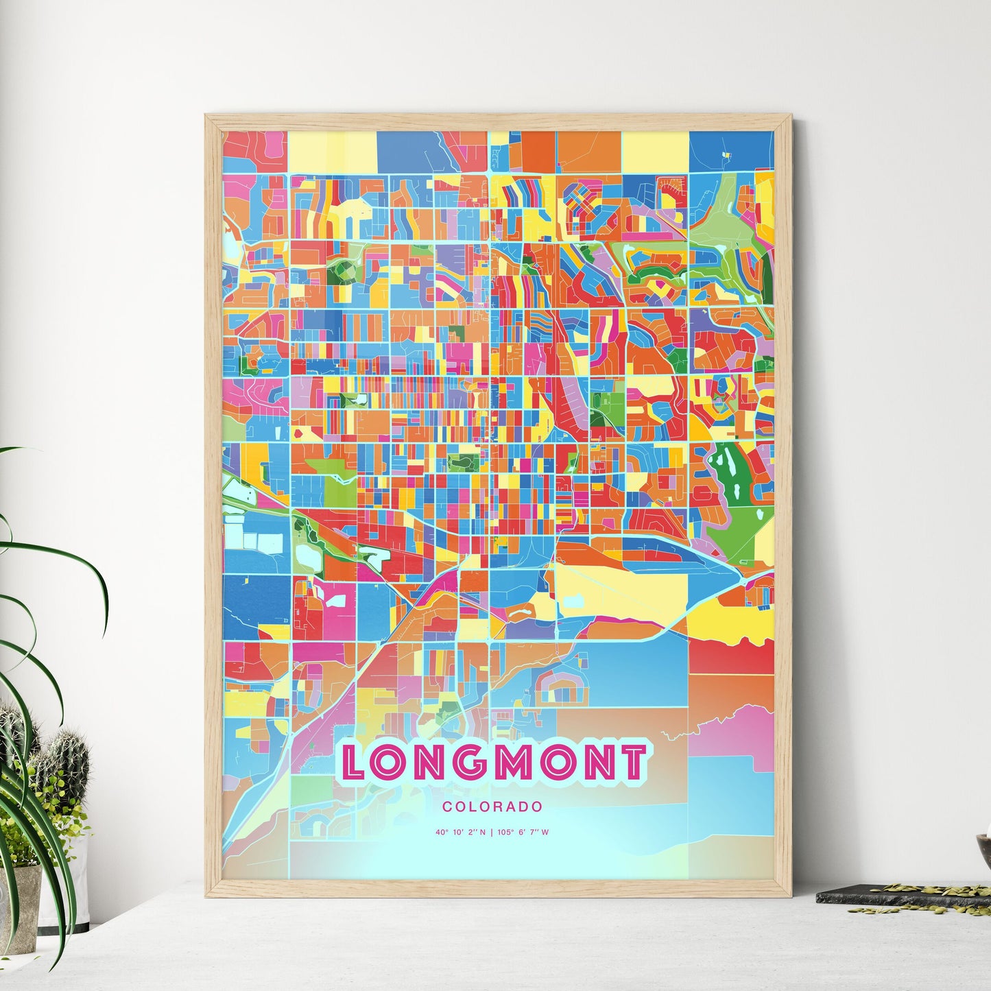 Colorful Longmont Colorado Fine Art Map Crazy Colors