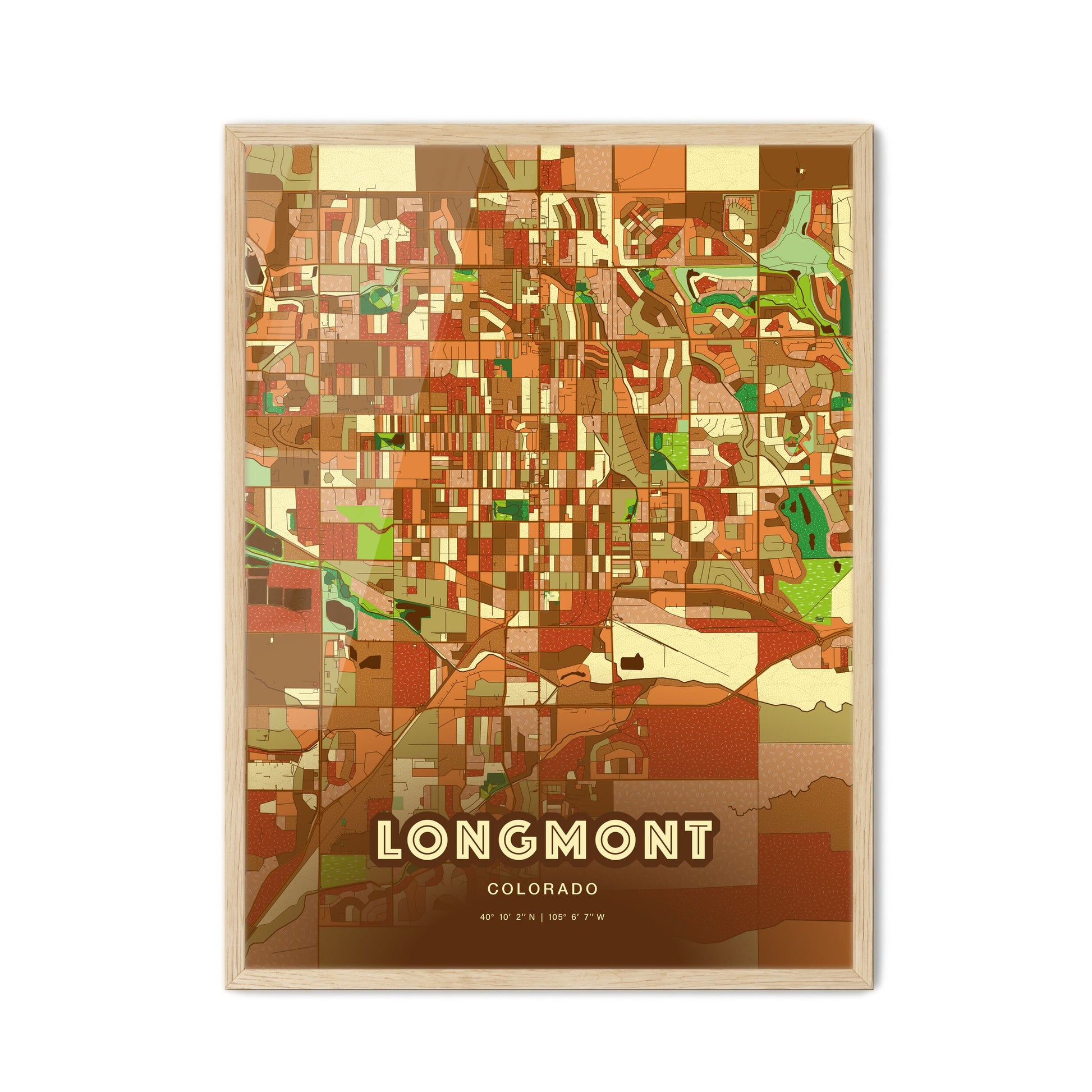 Colorful Longmont Colorado Fine Art Map Farmhouse