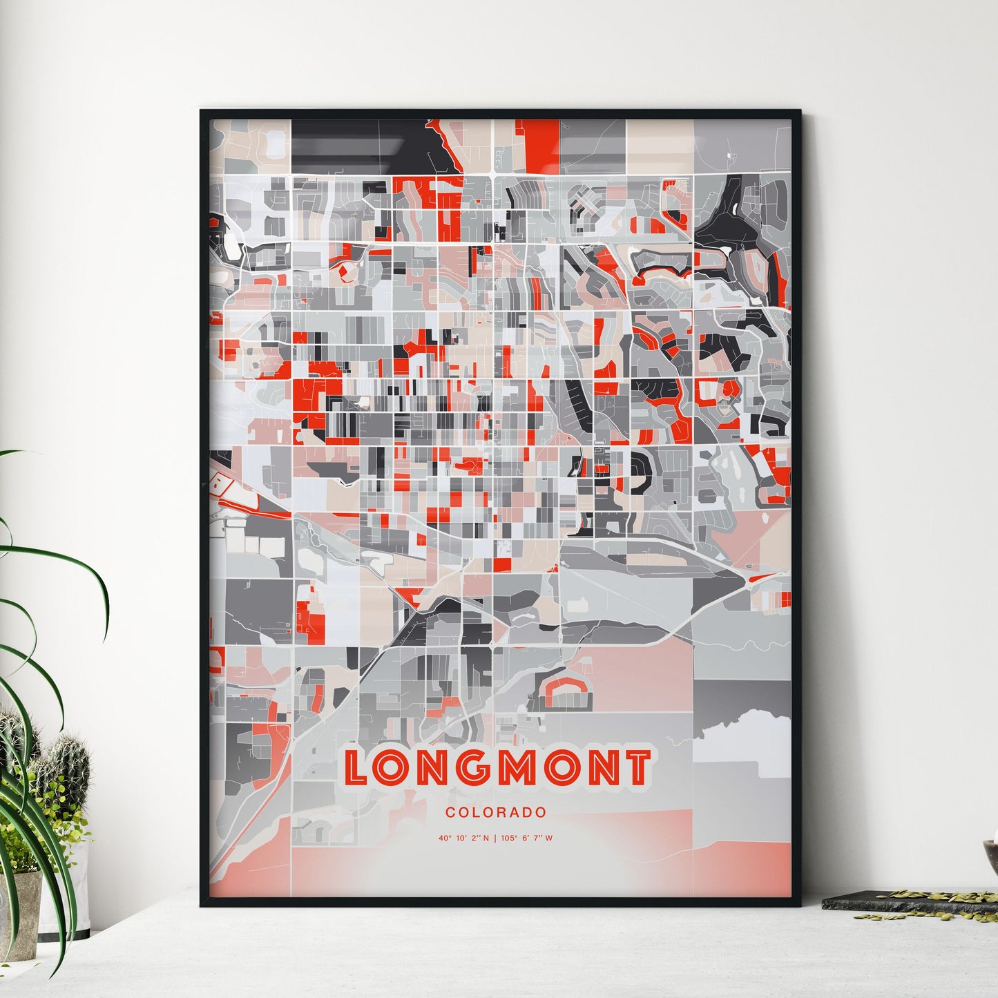 Colorful Longmont Colorado Fine Art Map Modern Expressive