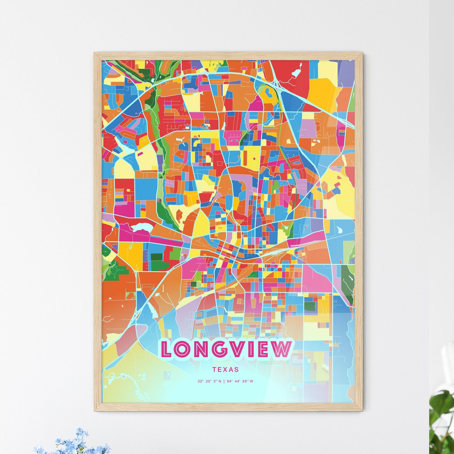 Colorful Longview Texas Fine Art Map Crazy Colors