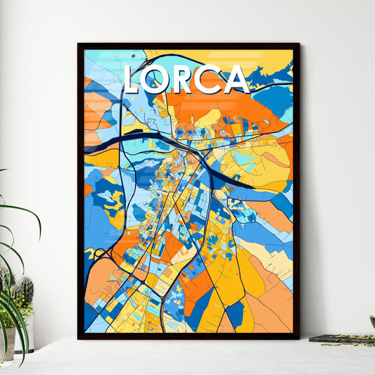 LORCA SPAIN Vibrant Colorful Art Map Poster Blue Orange