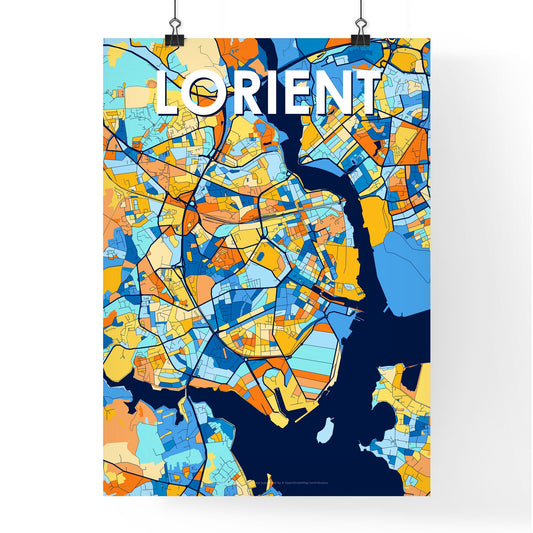 LORIENT FRANCE Vibrant Colorful Art Map Poster