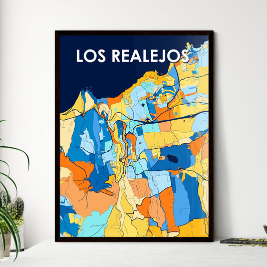 LOS REALEJOS SPAIN Vibrant Colorful Art Map Poster Blue Orange