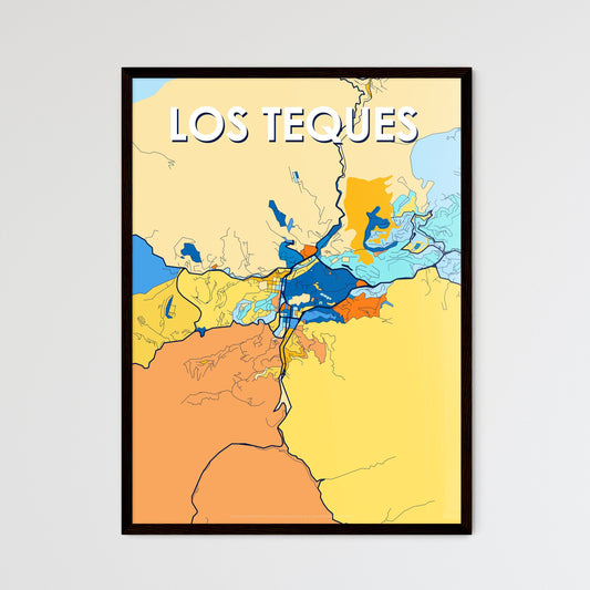 LOS TEQUES VENEZUELA Vibrant Colorful Art Map Poster Blue Orange