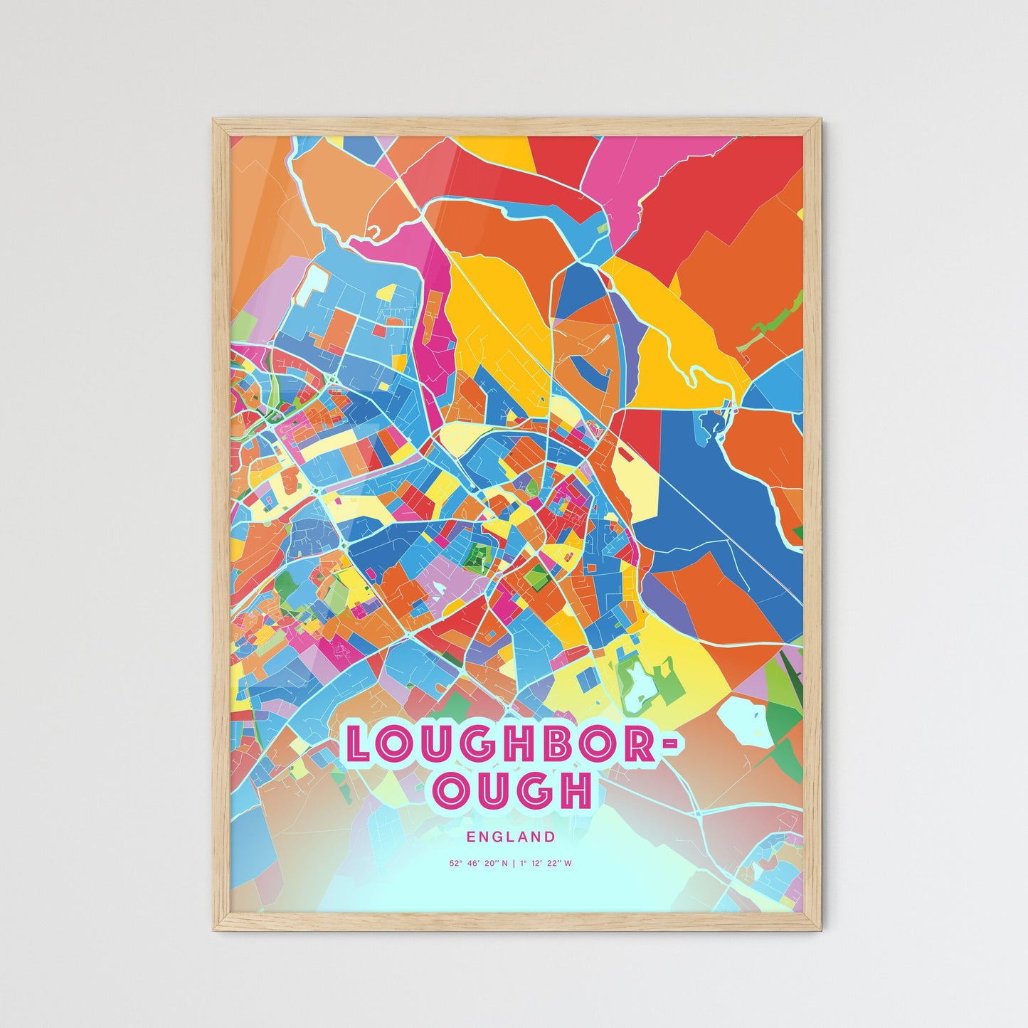 Colorful Loughborough England Fine Art Map Crazy Colors