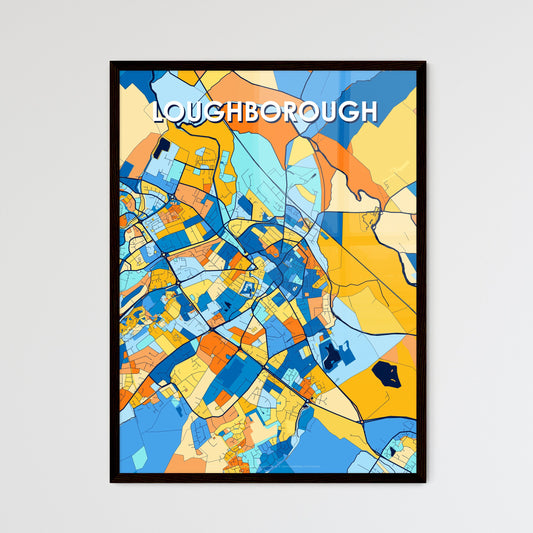 LOUGHBOROUGH ENGLAND Vibrant Colorful Art Map Poster Blue Orange