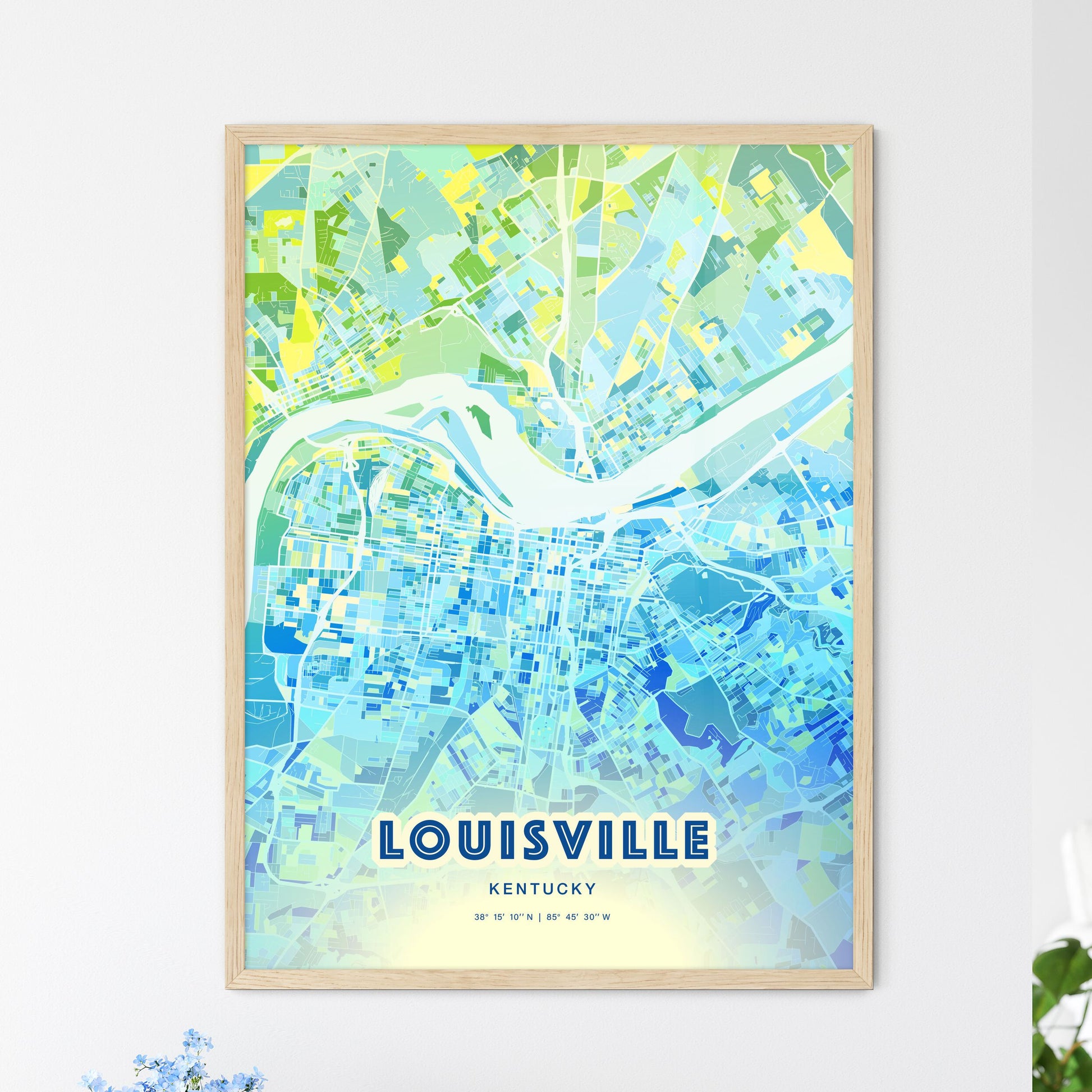 Colorful Louisville Kentucky Fine Art Map Cool Blue