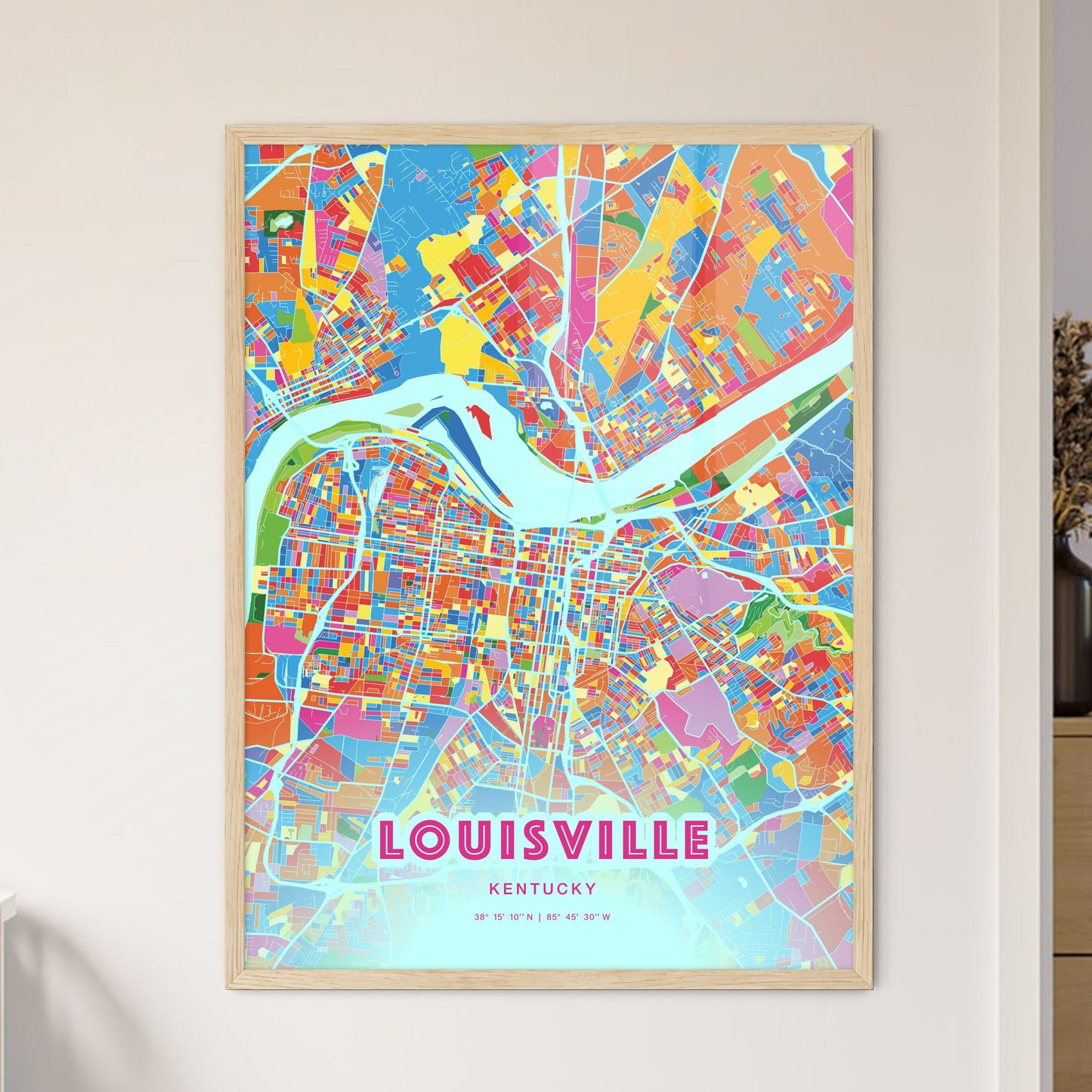 Colorful Louisville Kentucky Fine Art Map Crazy Colors