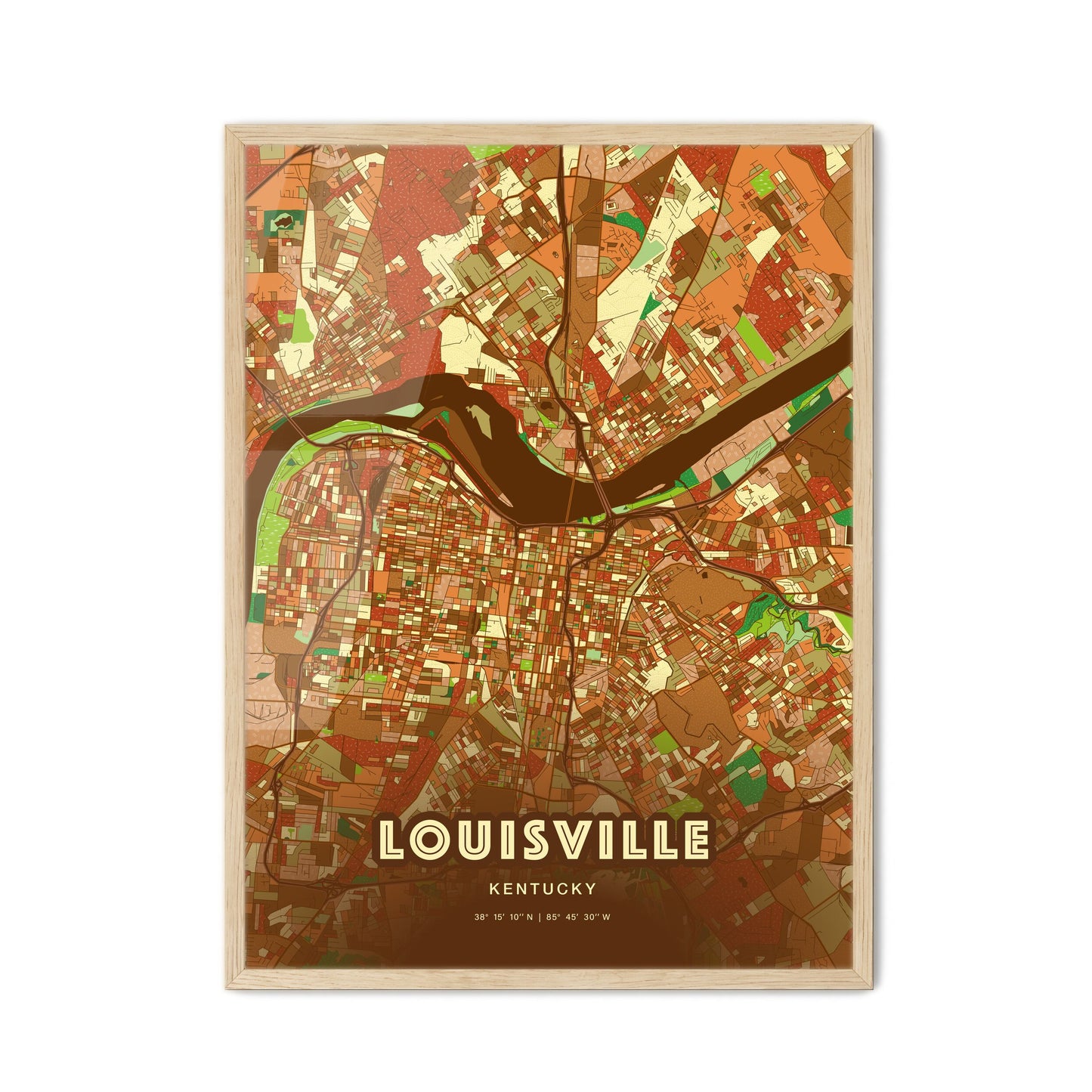 Colorful Louisville Kentucky Fine Art Map Farmhouse