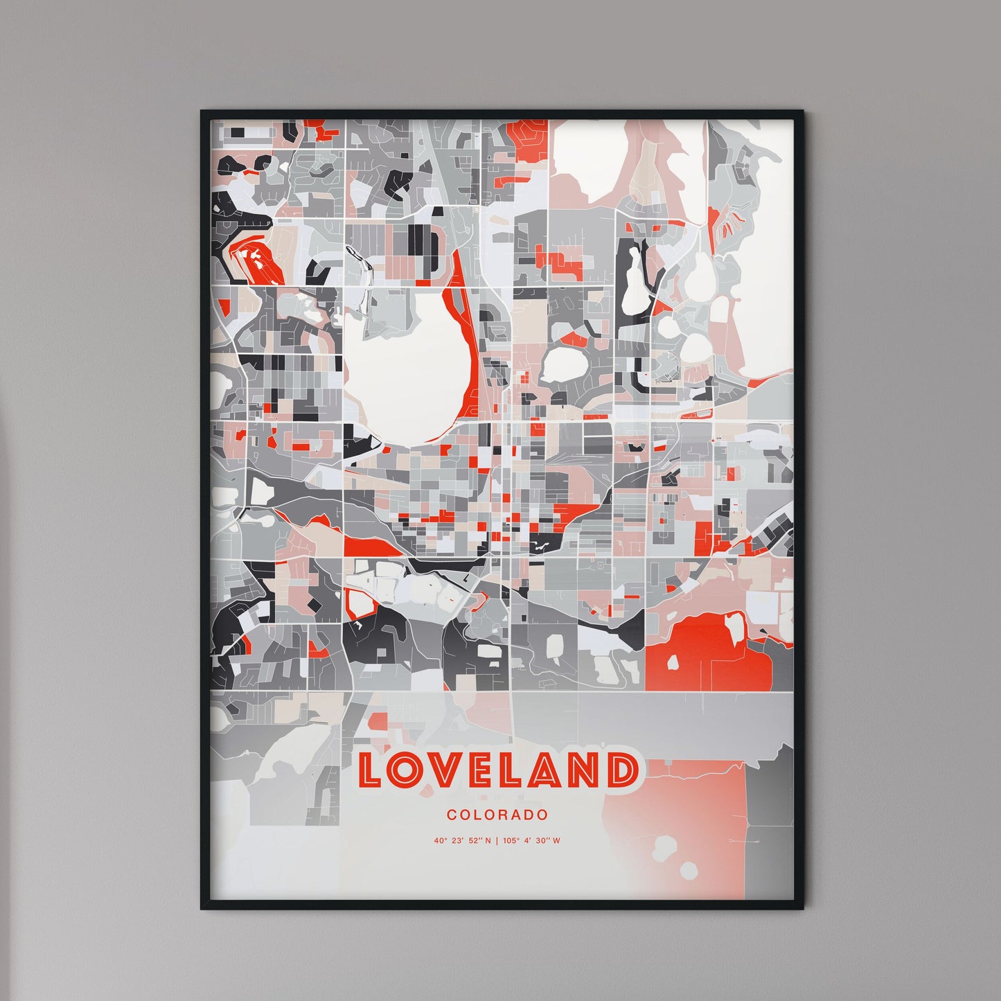 Colorful Loveland Colorado Fine Art Map Modern Expressive