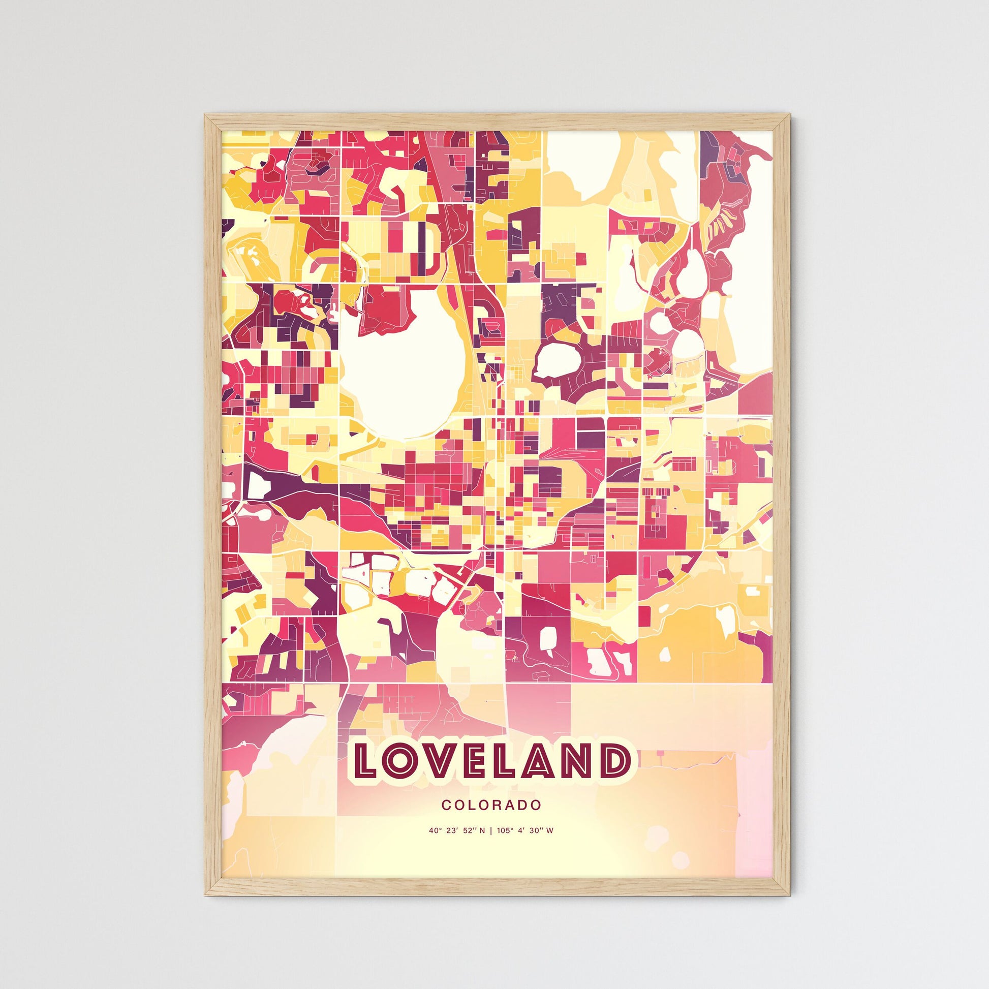 Colorful Loveland Colorado Fine Art Map Hot Red