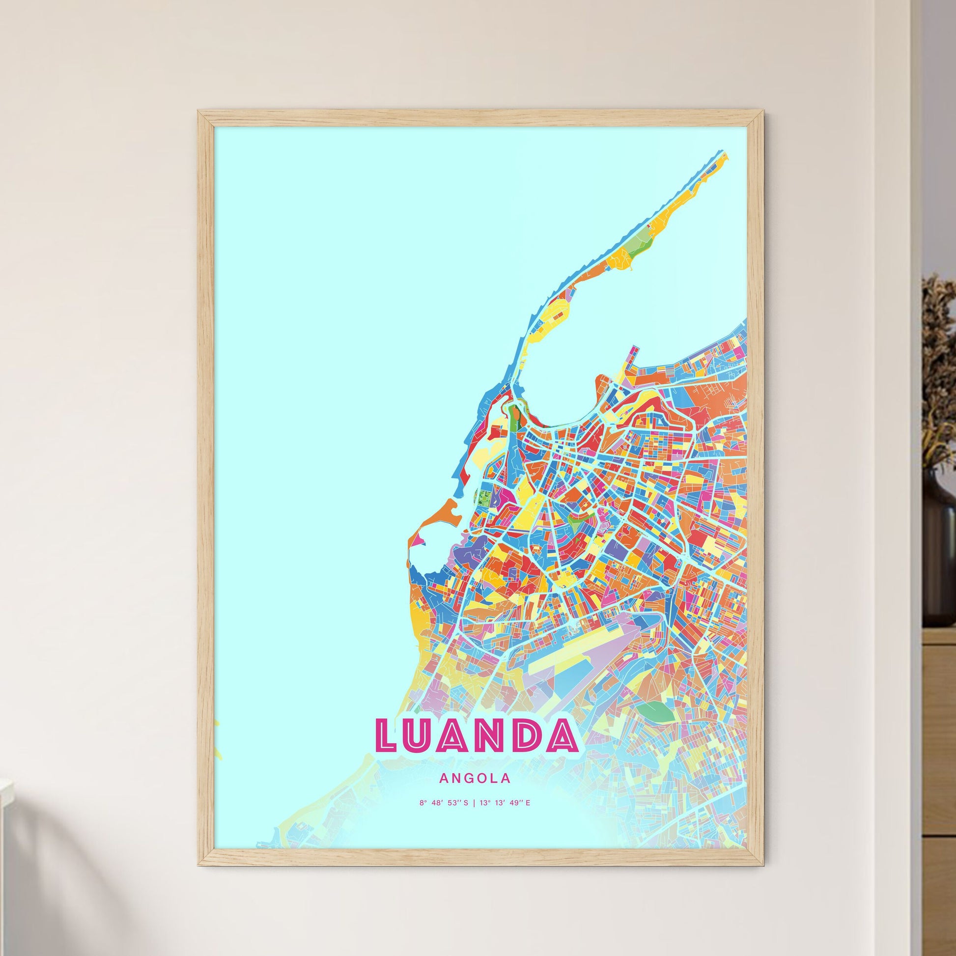 Colorful Luanda Angola Fine Art Map Crazy Colors