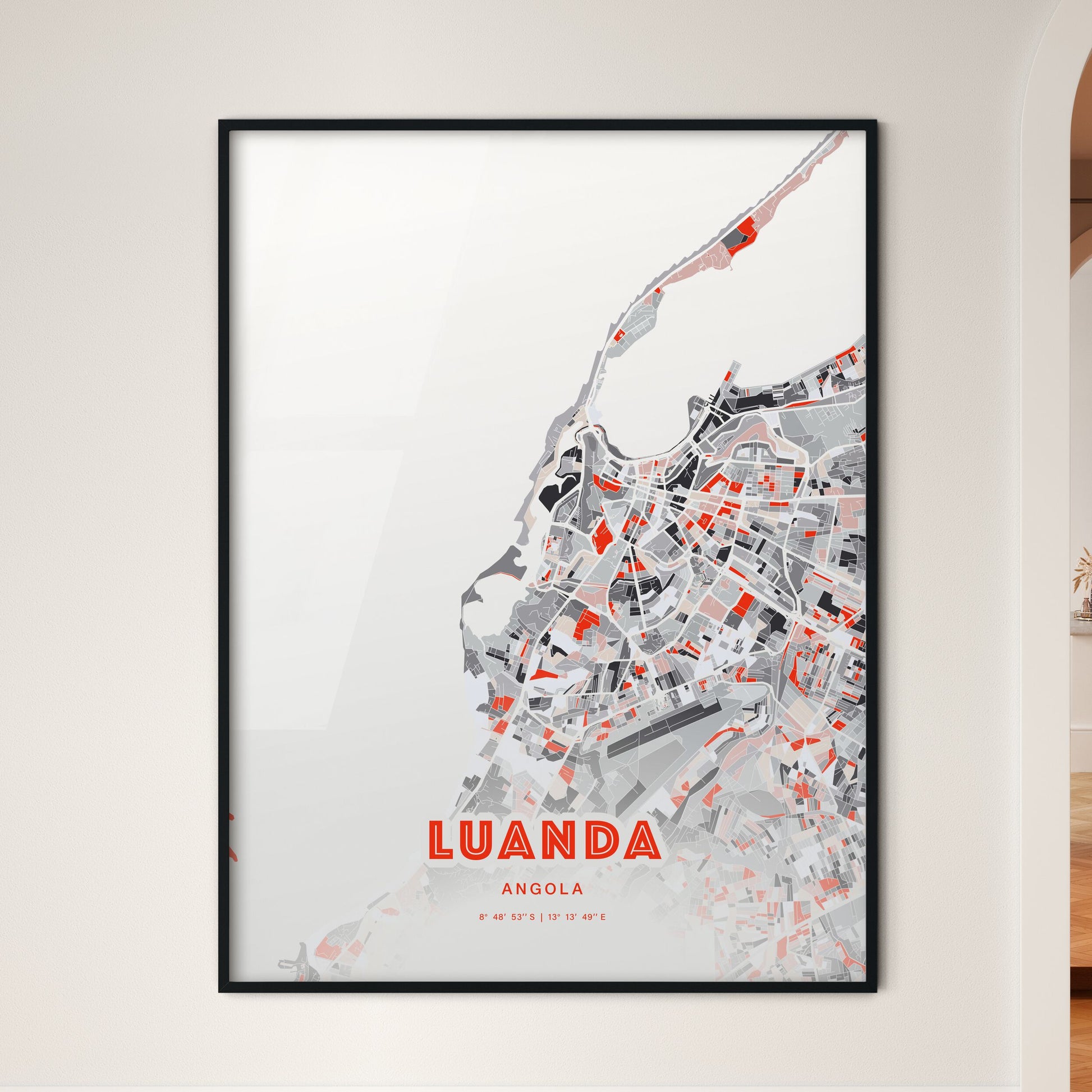 Colorful Luanda Angola Fine Art Map Modern Expressive