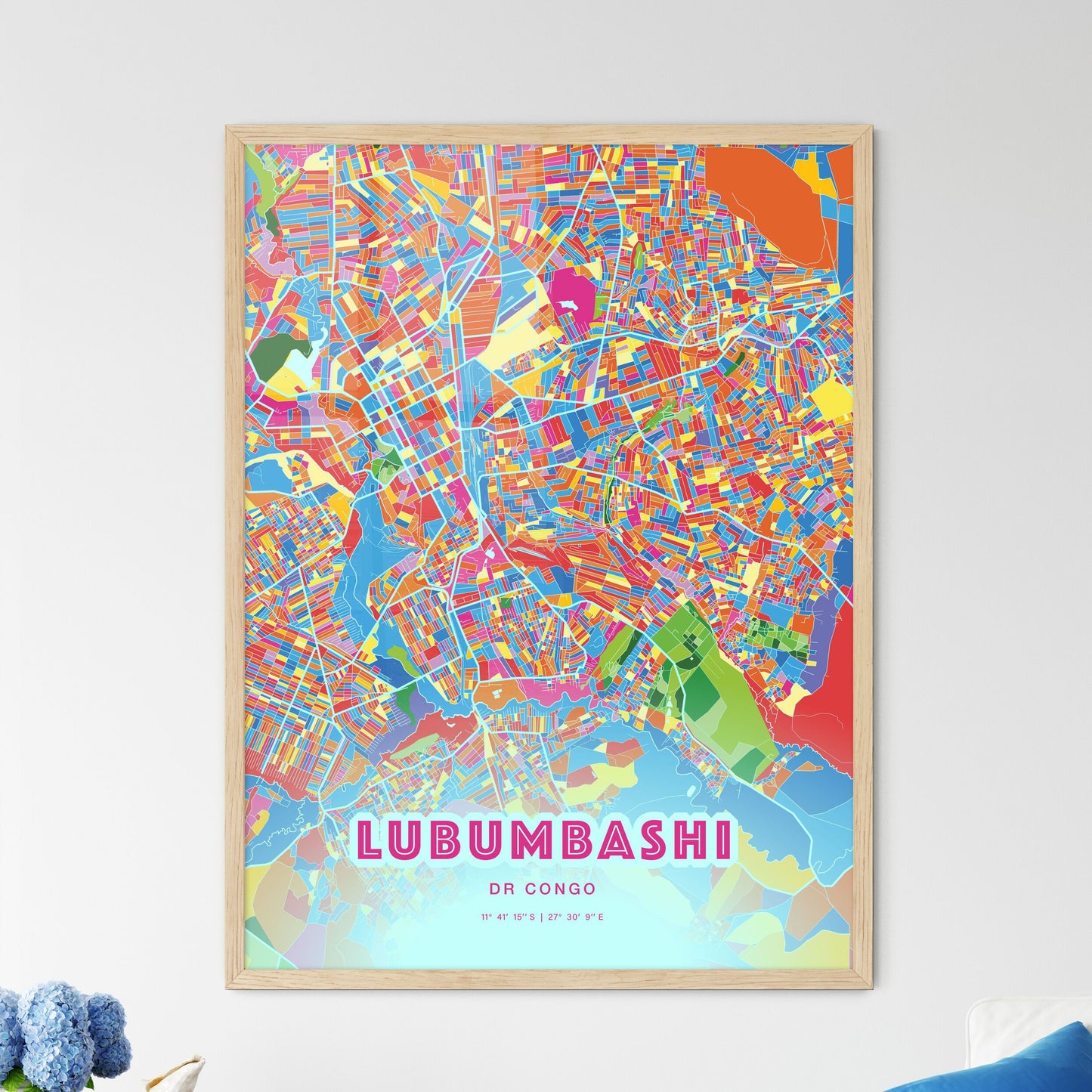 Colorful Lubumbashi Dr Congo Fine Art Map Crazy Colors