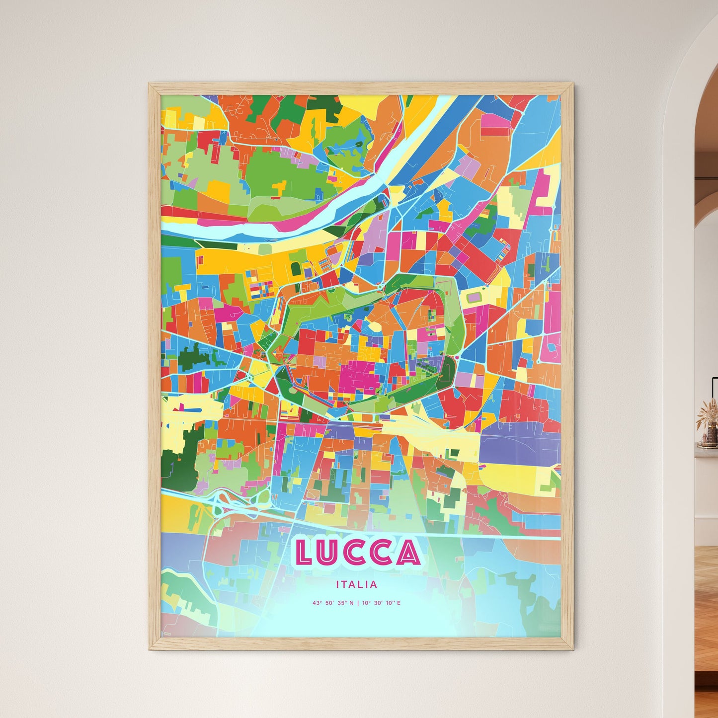Colorful Lucca Italy Fine Art Map Crazy Colors