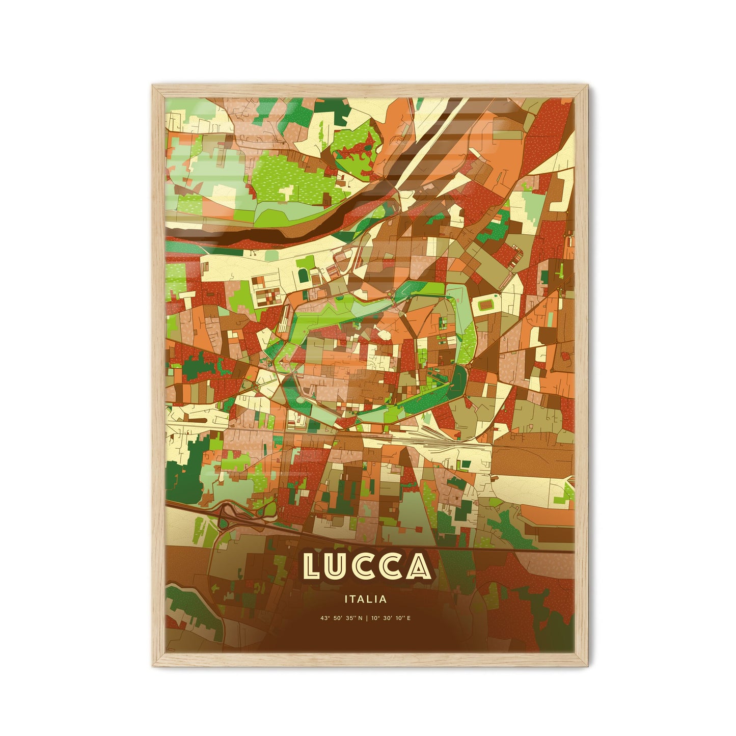 Colorful Lucca Italy Fine Art Map Farmhouse