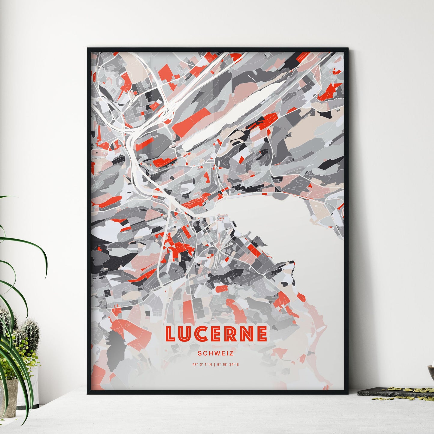 Colorful Lucerne Switzerland Fine Art Map Modern Expressive