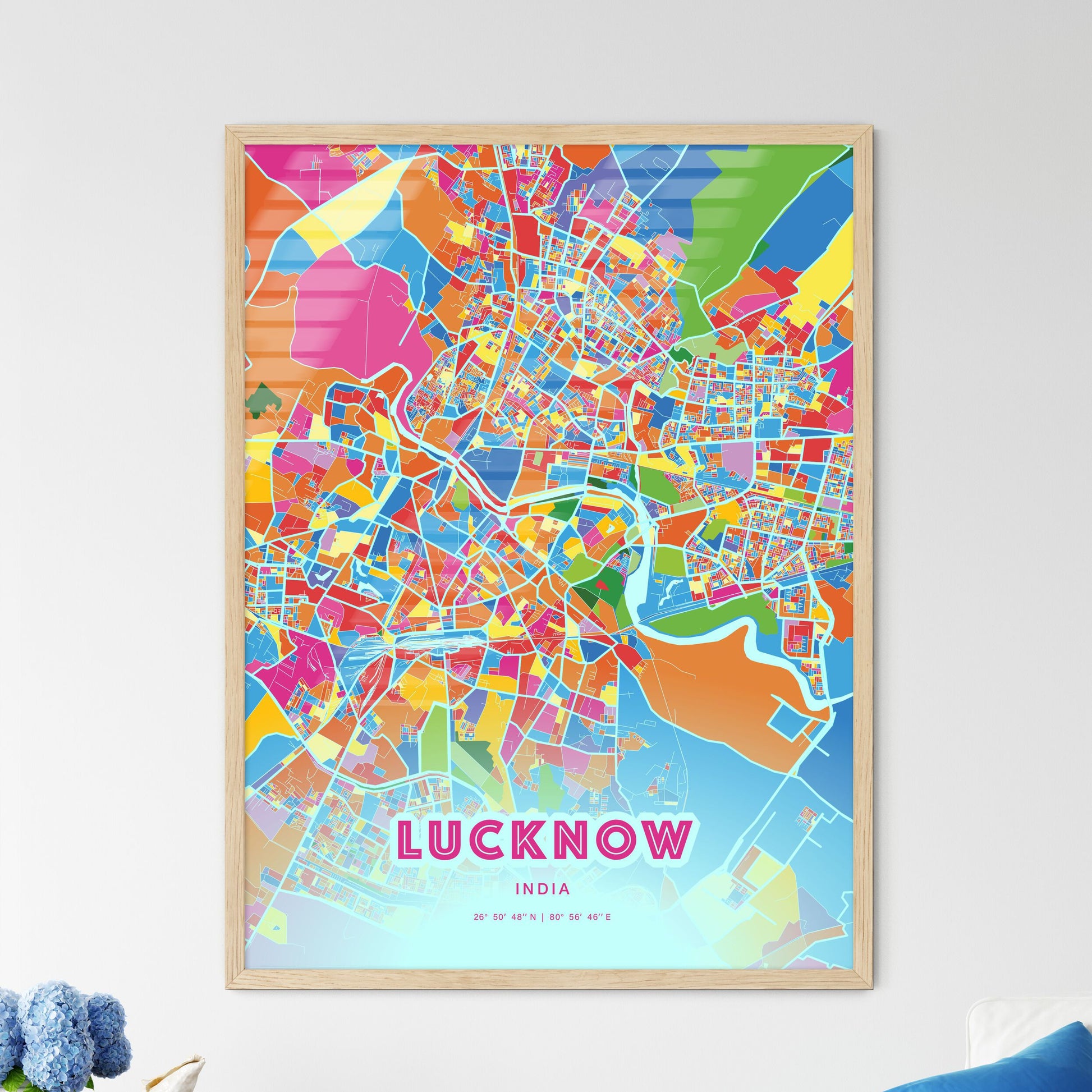 Colorful Lucknow India Fine Art Map Crazy Colors