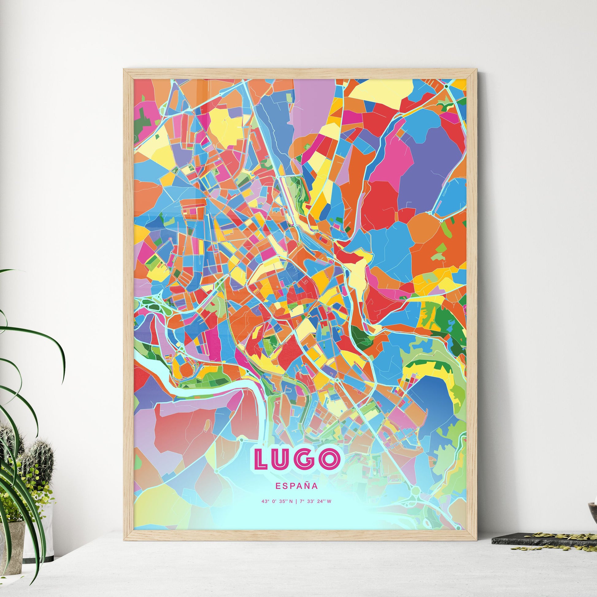 Colorful Lugo Spain Fine Art Map Crazy Colors