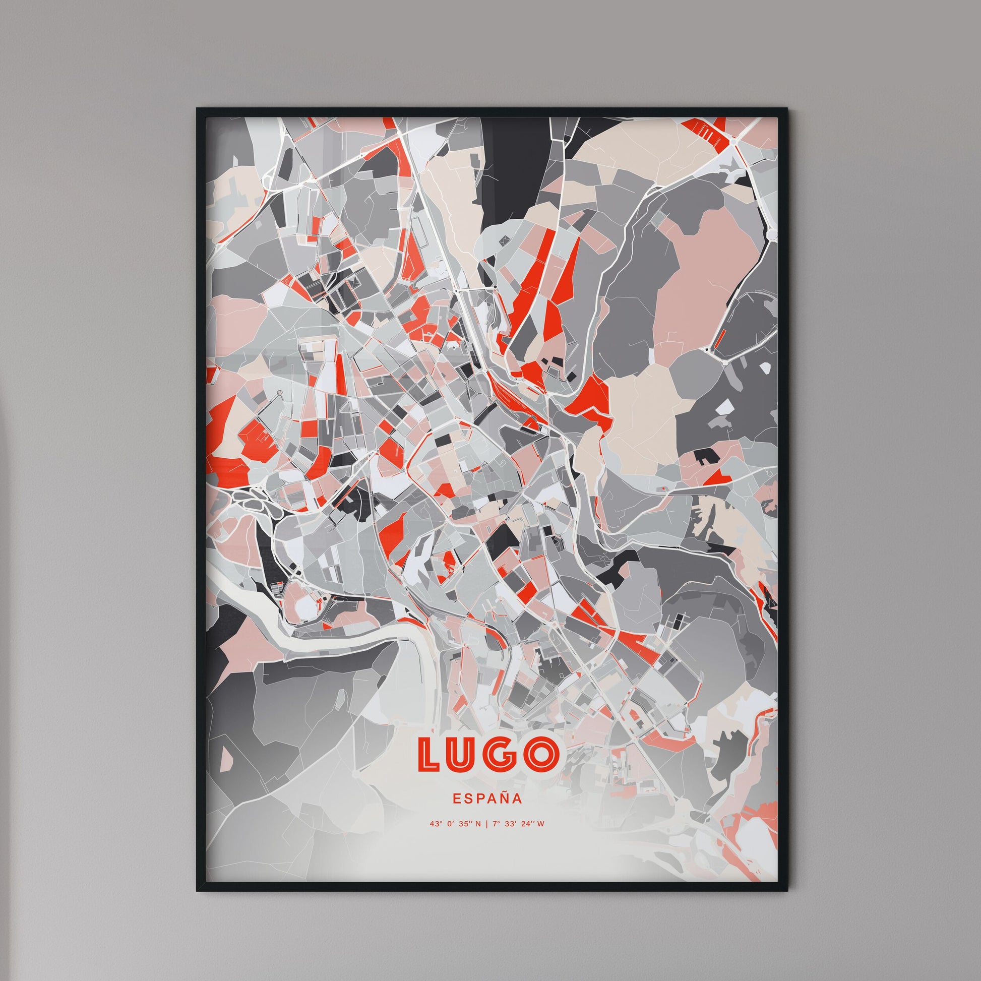 Colorful Lugo Spain Fine Art Map Modern Expressive