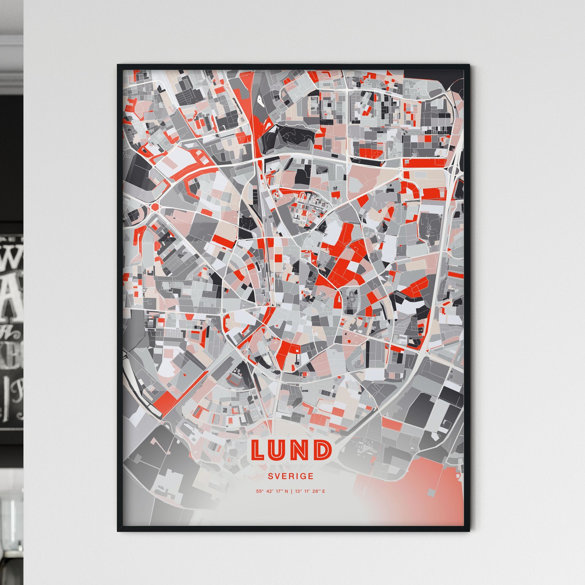Colorful Lund Sweden Fine Art Map Modern Expressive