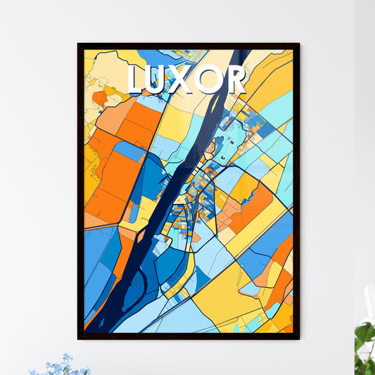 LUXOR EGYPT Vibrant Colorful Art Map Poster Blue Orange