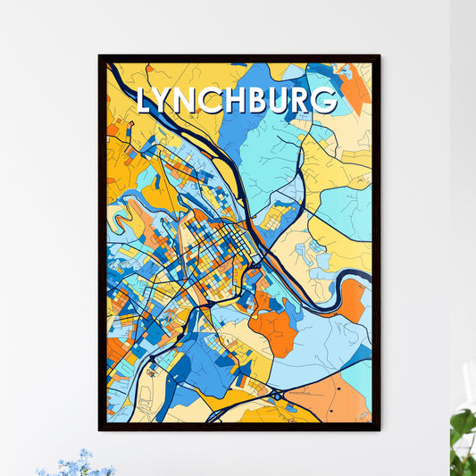 LYNCHBURG VIRGINIA Vibrant Colorful Art Map Poster Blue Orange