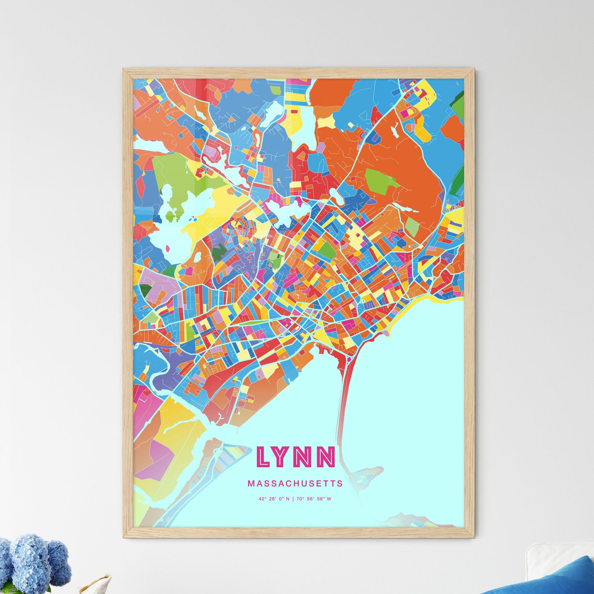 Colorful Lynn Massachusetts Fine Art Map Crazy Colors