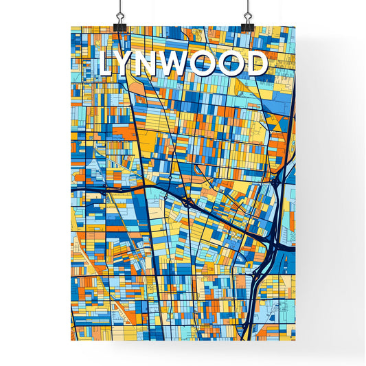 LYNWOOD CALIFORNIA Vibrant Colorful Art Map Poster