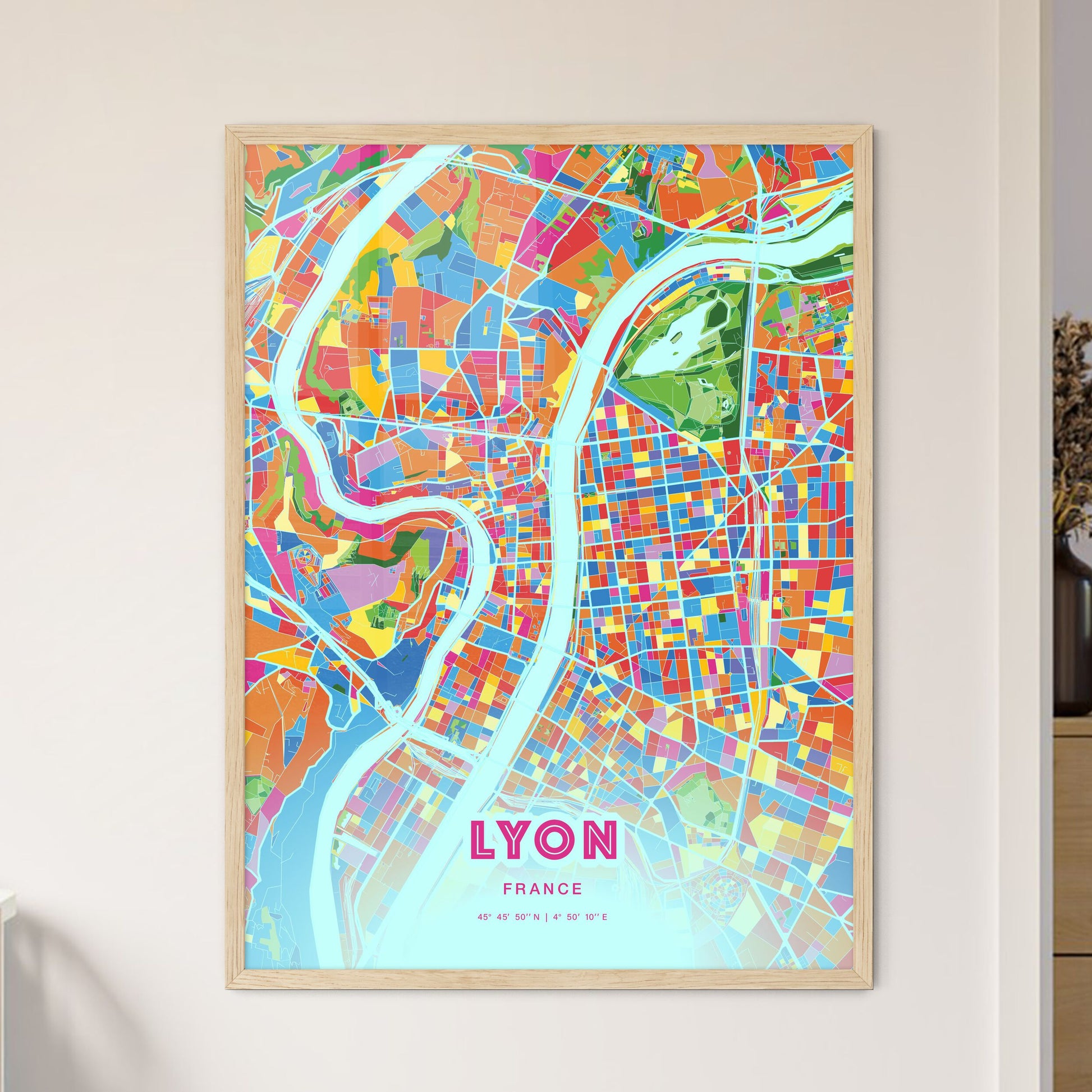 Colorful Lyon France Fine Art Map Crazy Colors