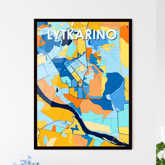 LYTKARINO RUSSIA Vibrant Colorful Art Map Poster Blue Orange