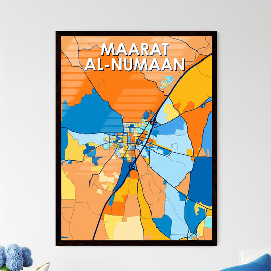 MAARAT AL-NUMAAN SYRIA Vibrant Colorful Art Map Poster Blue Orange