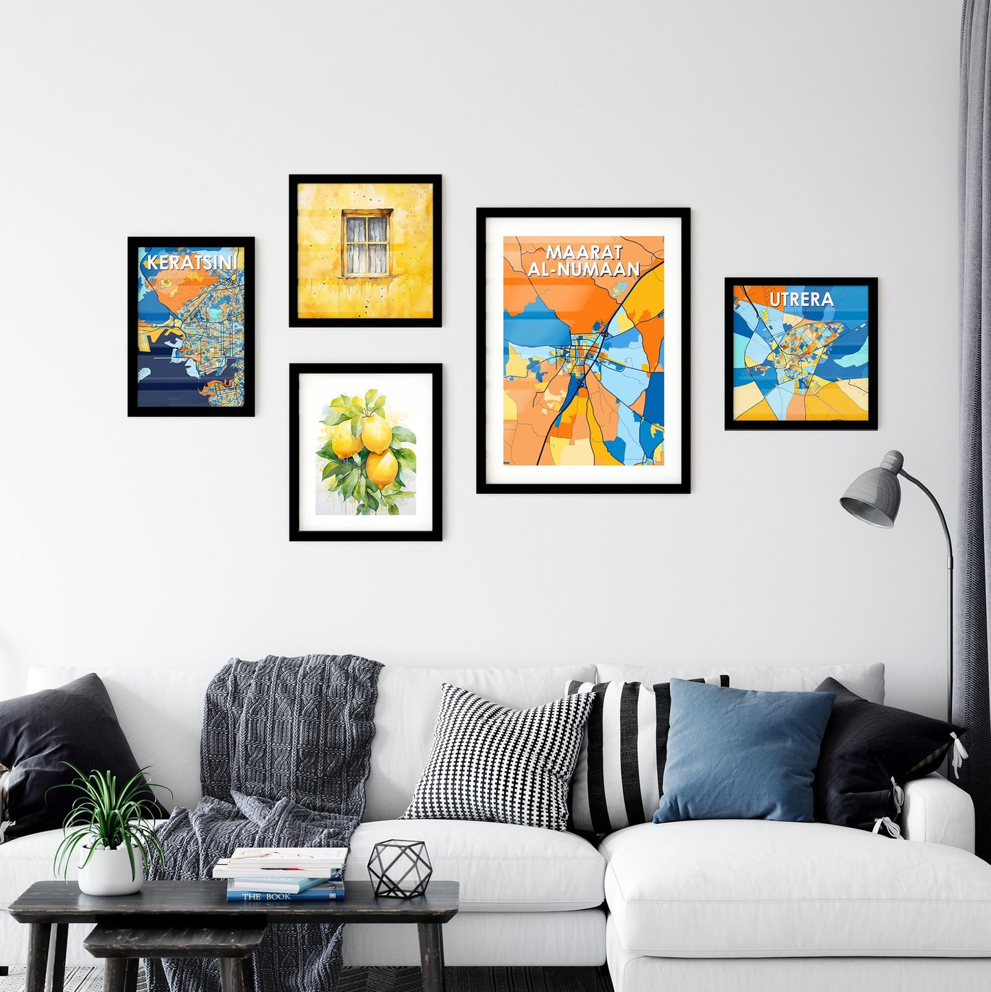 MAARAT AL-NUMAAN SYRIA Vibrant Colorful Art Map Poster Blue Orange