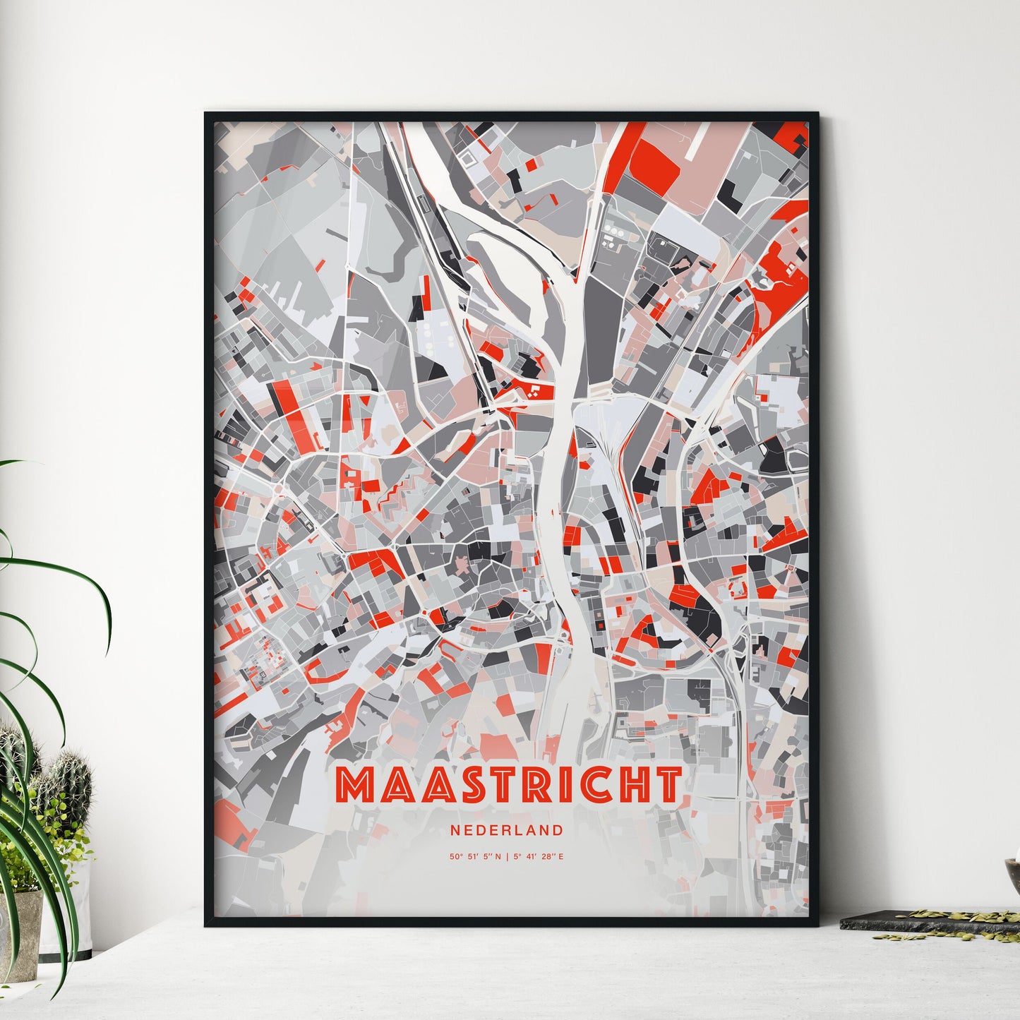 Colorful Maastricht Netherlands Fine Art Map Modern Expressive