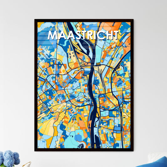 MAASTRICHT NETHERLANDS Vibrant Colorful Art Map Poster Blue Orange