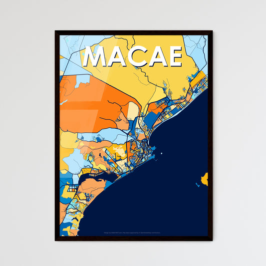 MACAE BRAZIL Vibrant Colorful Art Map Poster Blue Orange