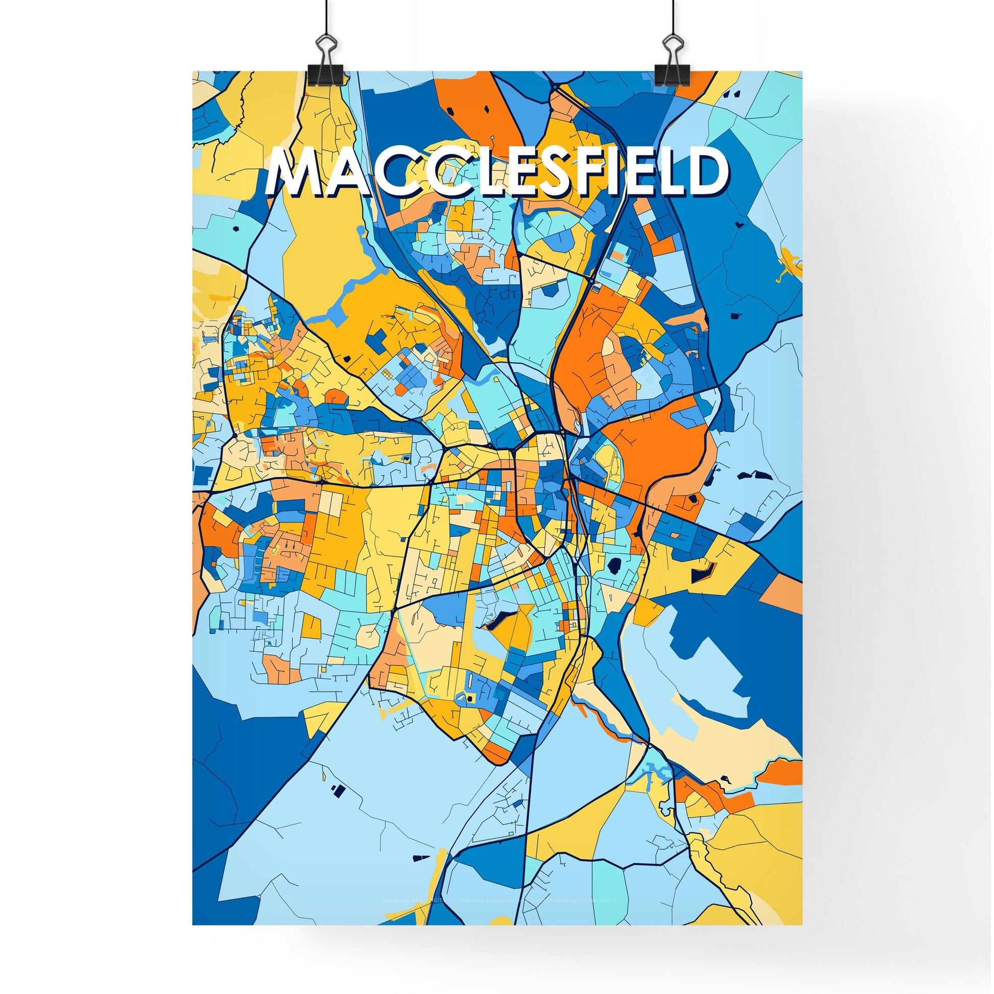 MACCLESFIELD ENGLAND Vibrant Colorful Art Map Poster