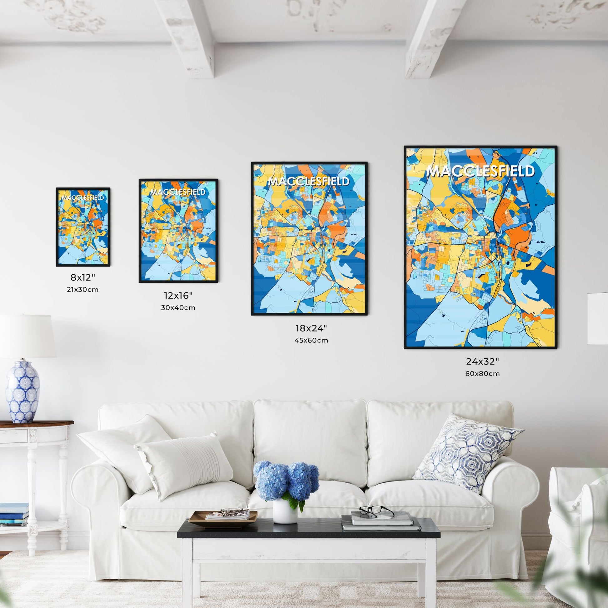 MACCLESFIELD ENGLAND Vibrant Colorful Art Map Poster