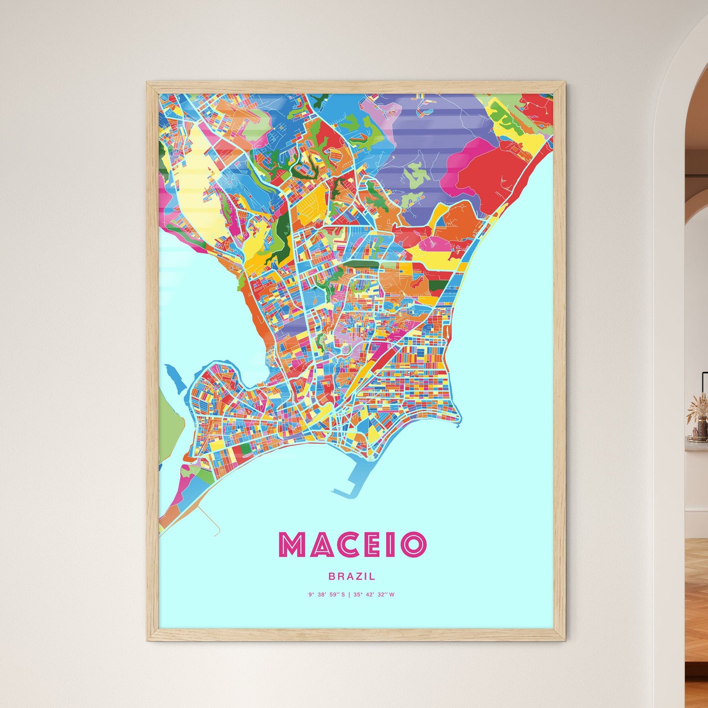 Colorful Maceio Brazil Fine Art Map Crazy Colors