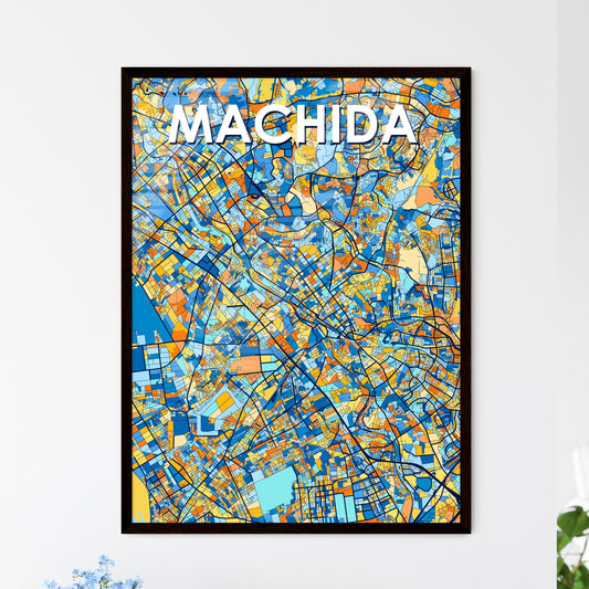 MACHIDA JAPAN Vibrant Colorful Art Map Poster Blue Orange