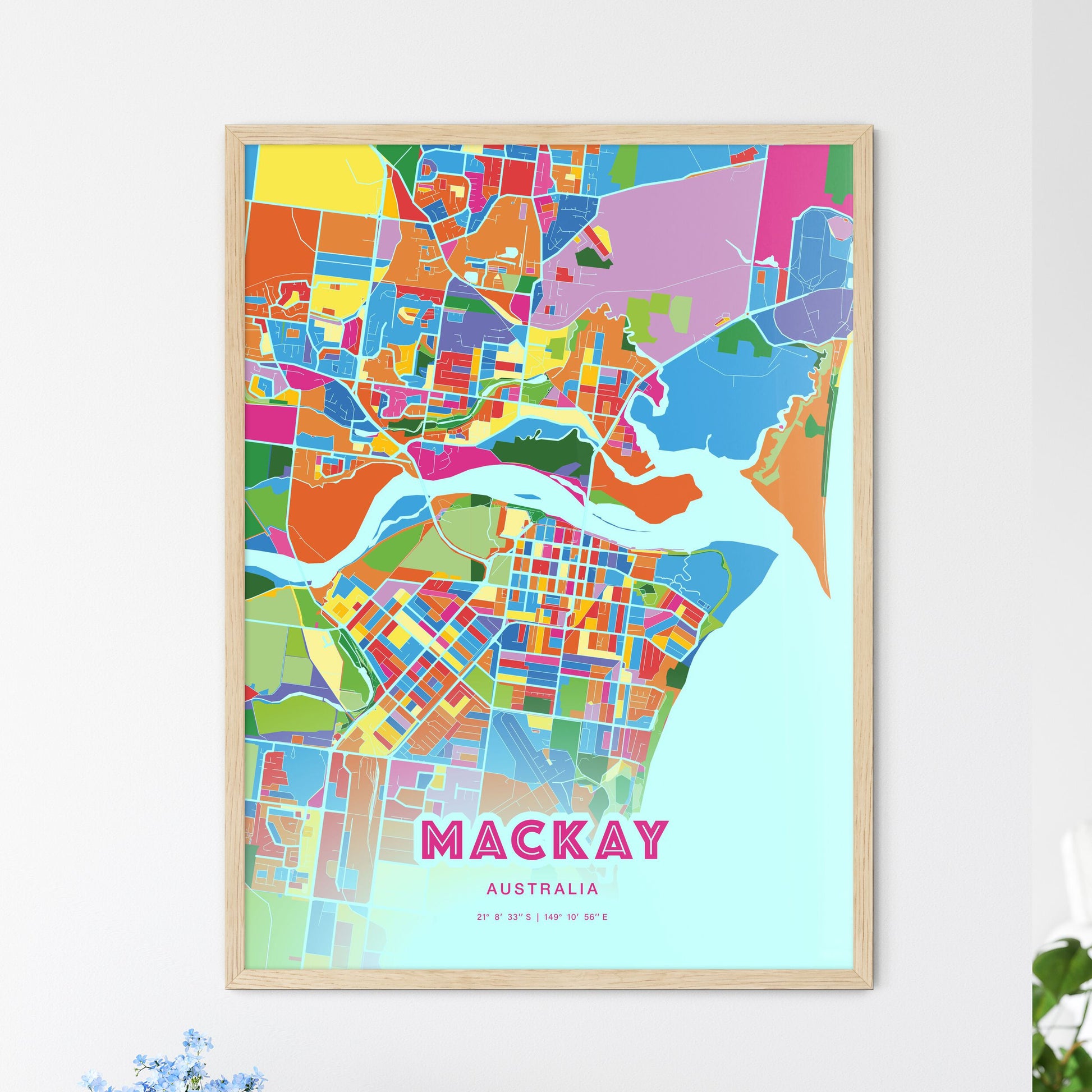 Colorful Mackay Australia Fine Art Map Crazy Colors