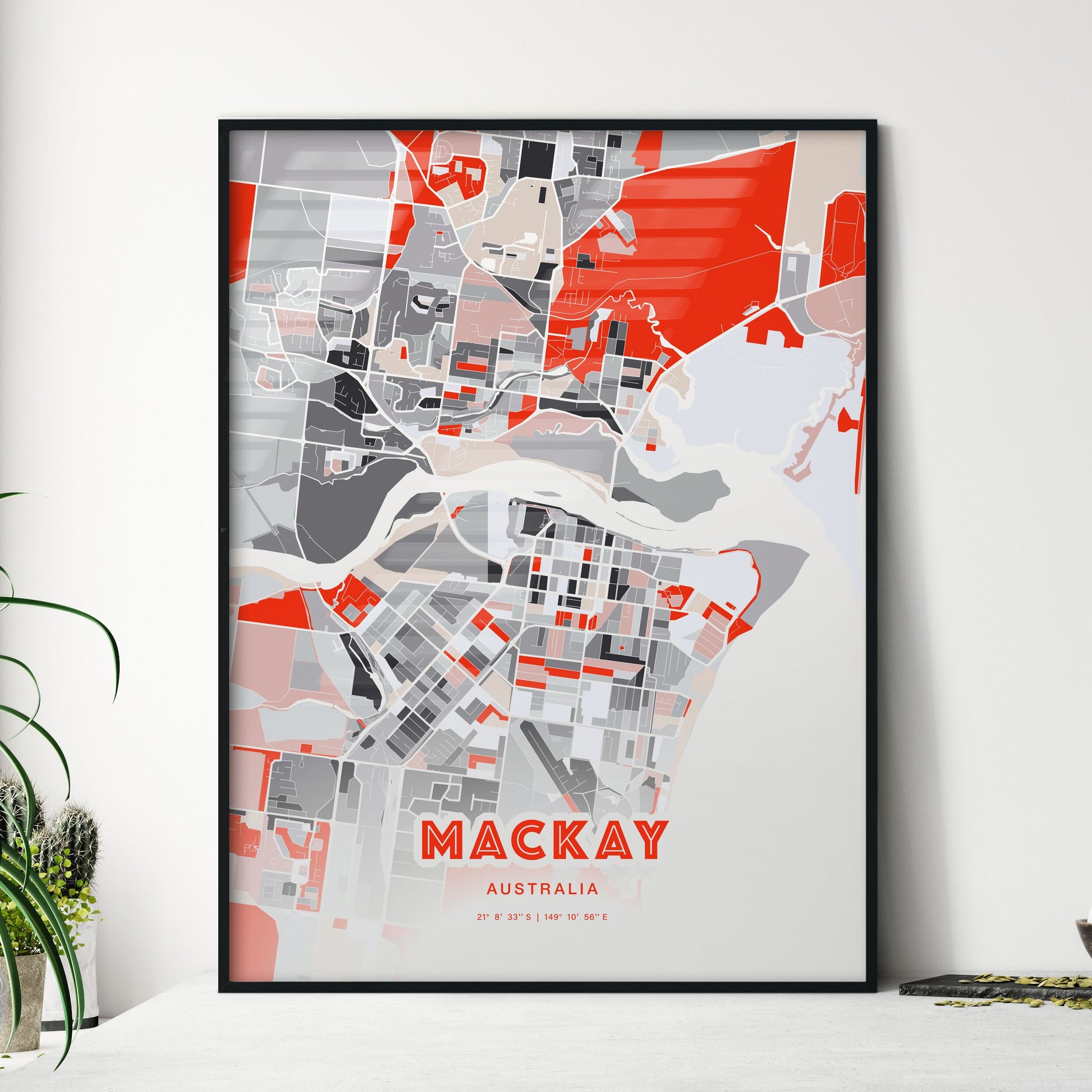 Colorful Mackay Australia Fine Art Map Modern Expressive