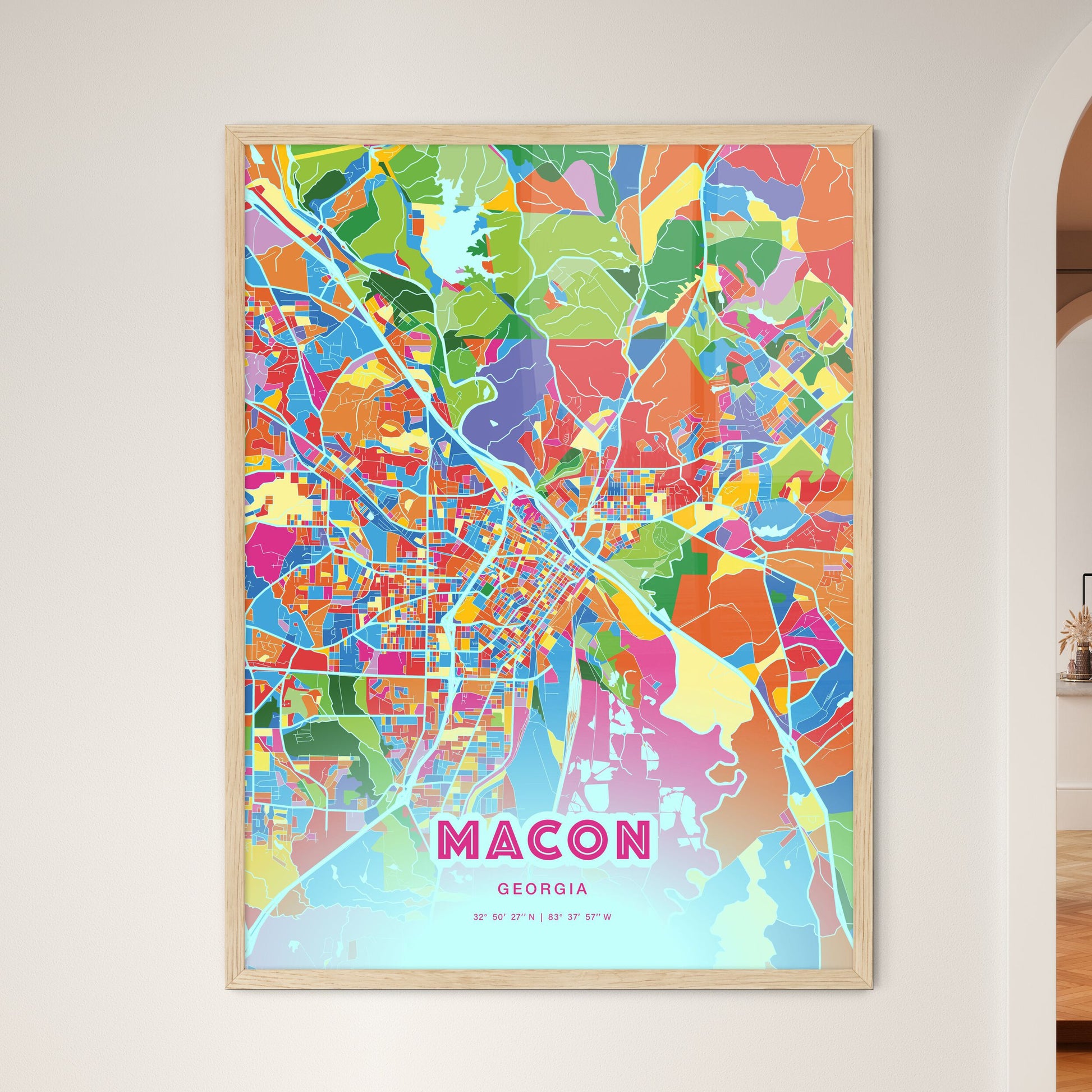 Colorful Macon Georgia Fine Art Map Crazy Colors