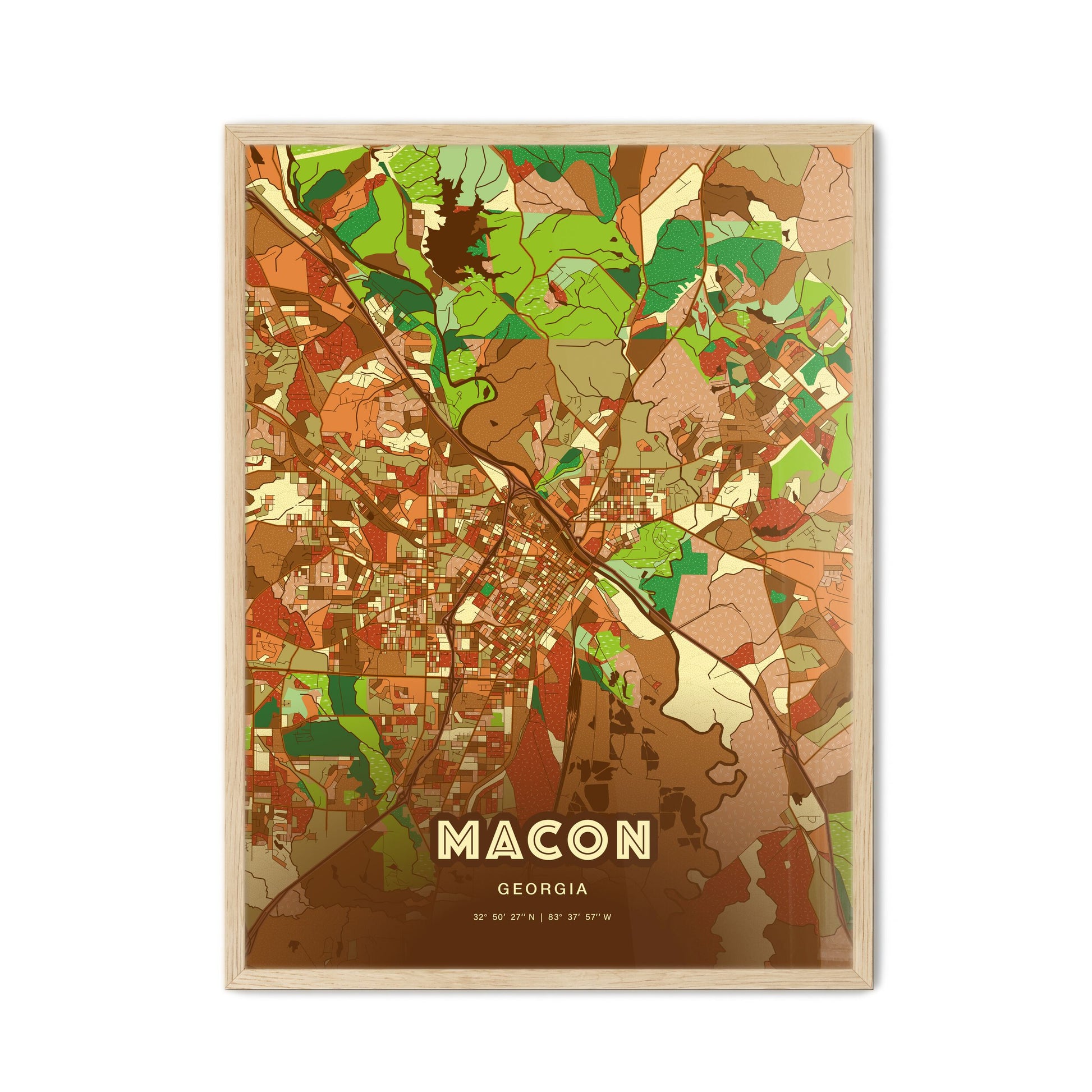 Colorful Macon Georgia Fine Art Map Farmhouse