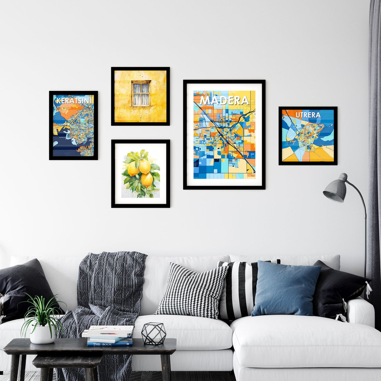 MADERA CALIFORNIA Vibrant Colorful Art Map Poster Blue Orange